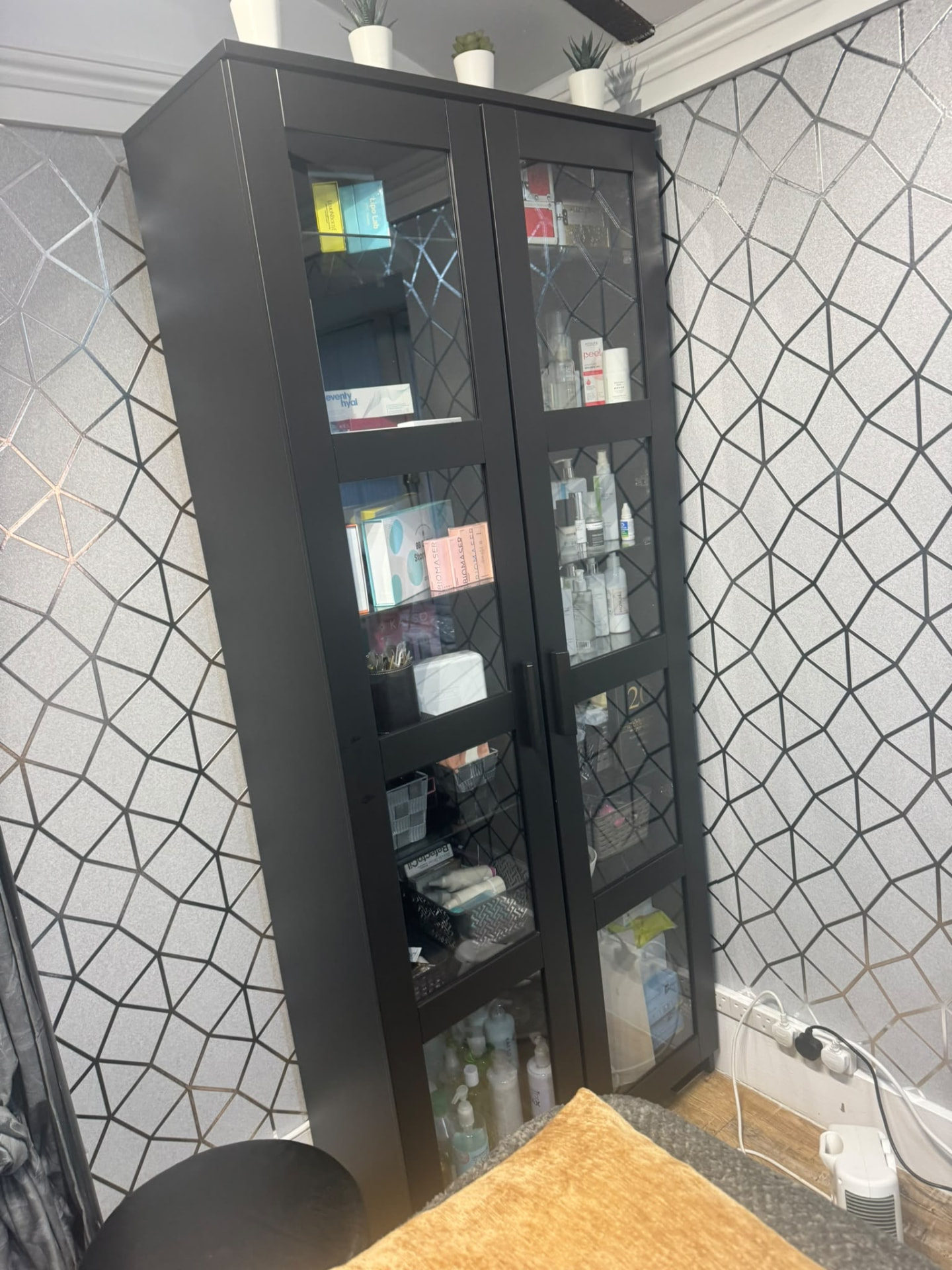 Cabinet of professional skincare products